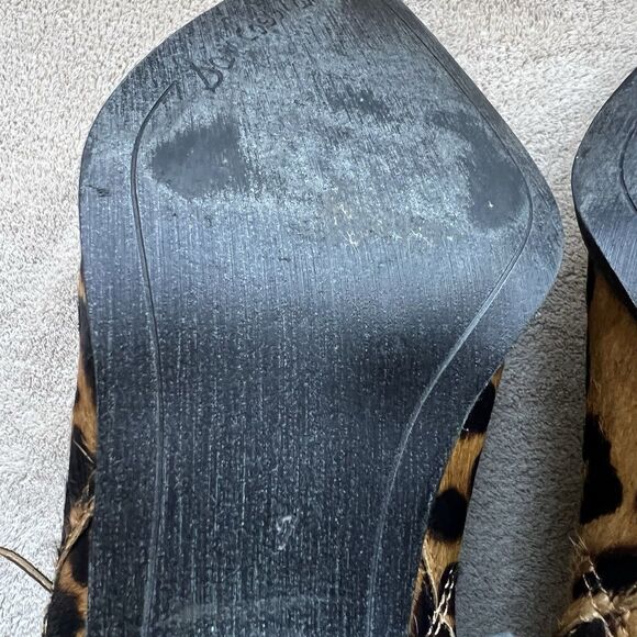 Sam Edelman Walden Leopard Fur Block Heel Ankle Boot Bootie Women 7 Animal Zip - Picture 15 of 16